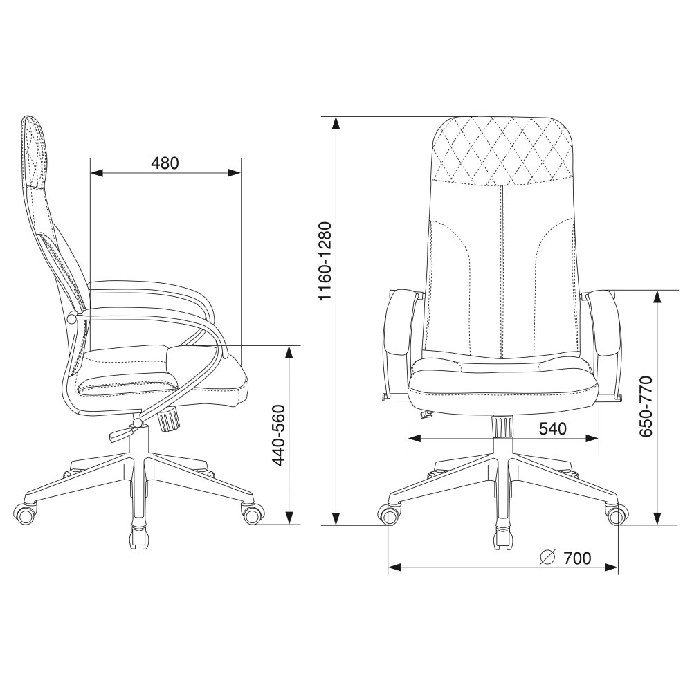 Кресло для руководителя Бюрократ "CH-608Fabric", ткань, пластик, темно-серый - 5
