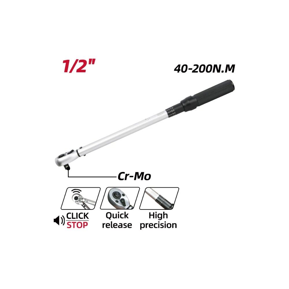 Ключ динамометрический Deli YS EDL-YN-40200, 40-200Нм 1/2", черный