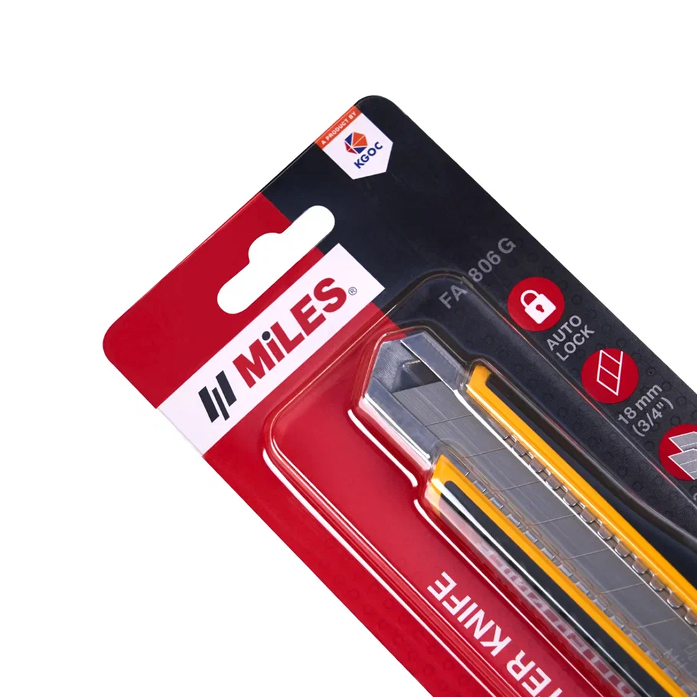 Нож строительный Miles "FA1806G/Y", 18 мм, усиленный