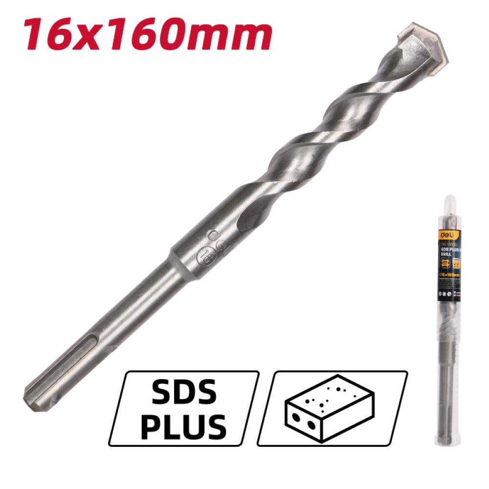 Бур по бетону Deli YS EDH-Y16160, 16 x 160 мм, SDS-PLUS