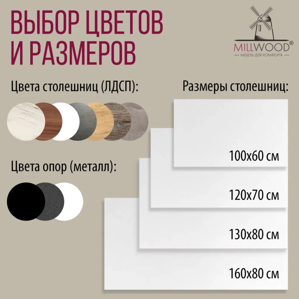 Стол Millwood Сеул, 1300х800 мм, белый - 10