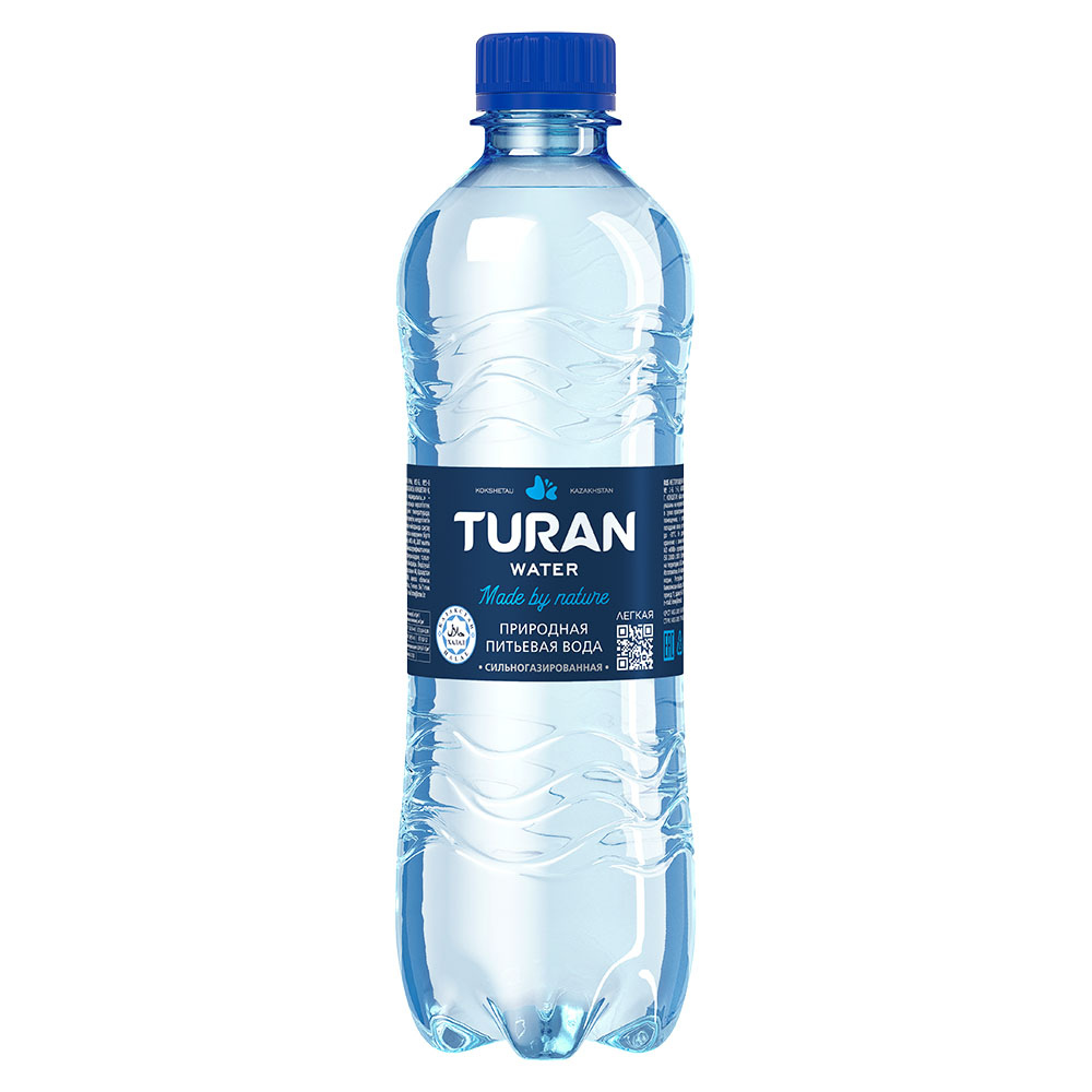 Вода минеральная питьевая "Тuran. Лёгкая", газированная 0.5 л, пластиковая бутылка