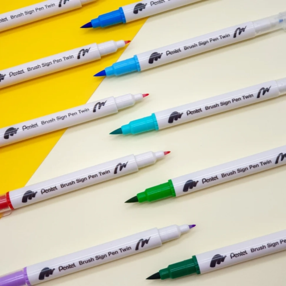 Маркер-кисть "Brush Sign pen twin", 6 шт - 5