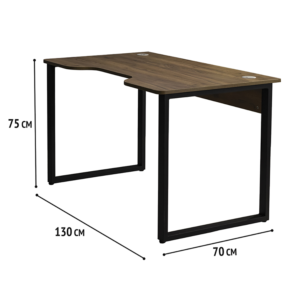 Стол геймерский компьютерный "Лофт Гонконг", черный, табачный крафт
