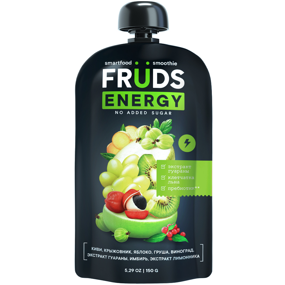 Пюре фруктовое "Smartfood smoothie fruds", вкус груша, яблоко, киви и крыжовник