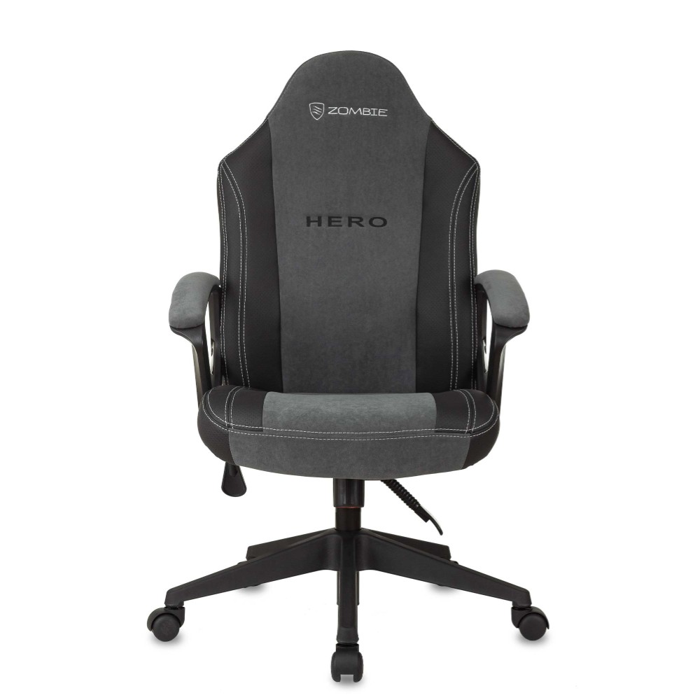 Кресло игровое Бюрократ "Zombie Hero", ткань, экокожа, пластик, серый