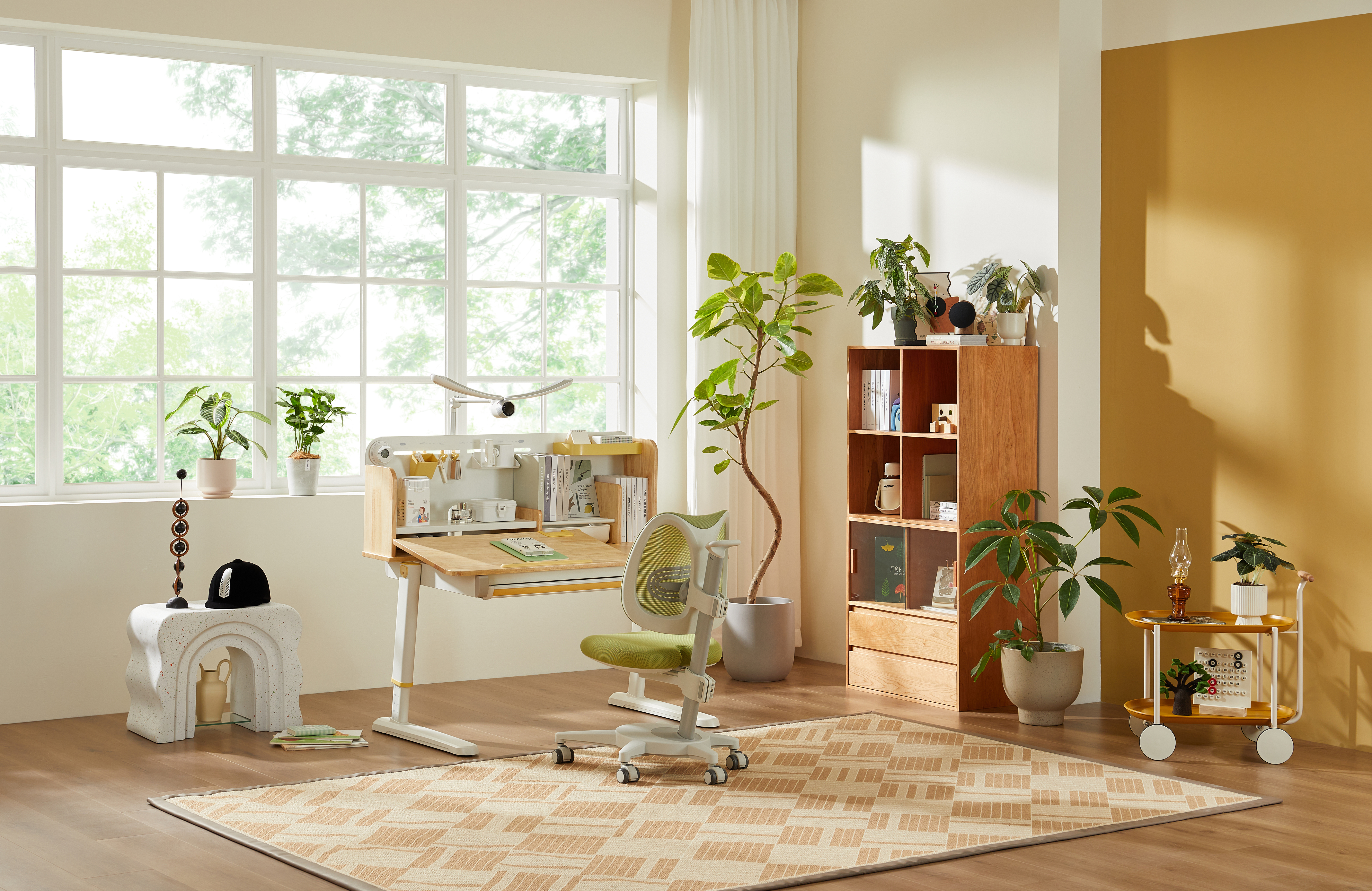 Стол Ergosmart регулируемый Galleon, 1200х700х(520-760) мм, гевея, с книжной полкой - 24