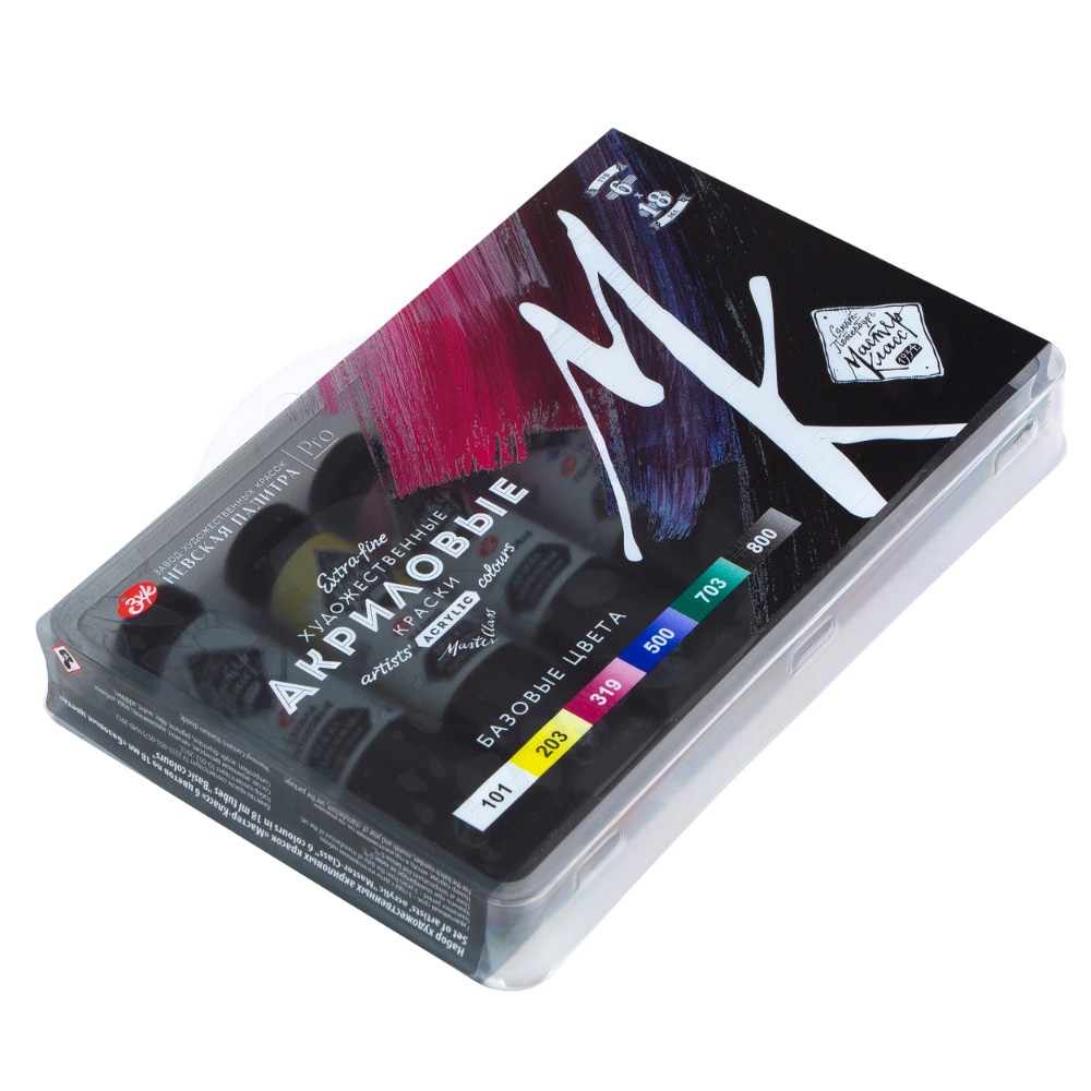 Краски акриловые "Мастер Класс базовые цвета", набор 6 цветов, 18 мл.