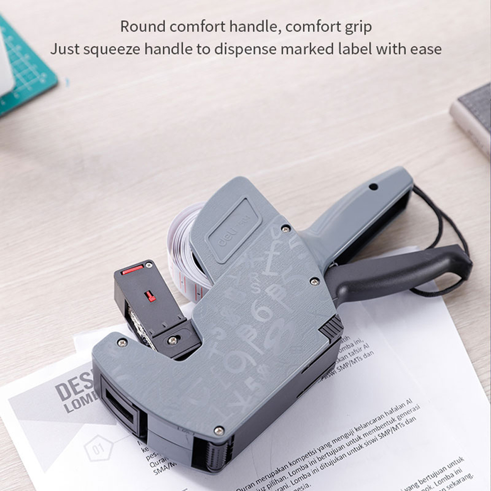 Этикет-пистолет однострочный "Deli", 21.5x12 мм, серый