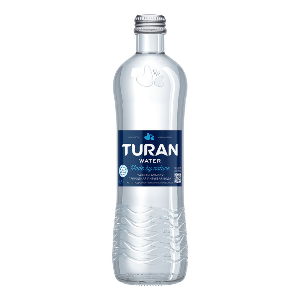 Вода минеральная питьевая "Тuran", газированная, 0.5 л, стеклянная бутылка