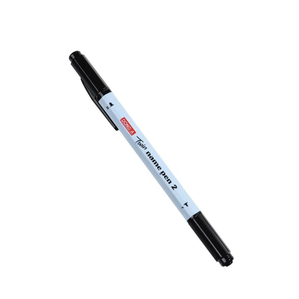 Маркер перманентный "Twin Name Pen", двусторонний, черный