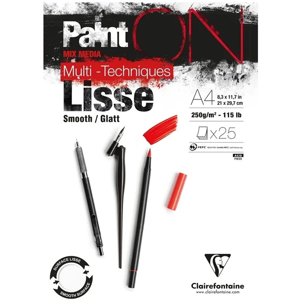 Блок-склейка "Paint'On", А4, 250г/м2, 25 листов, белая бумага