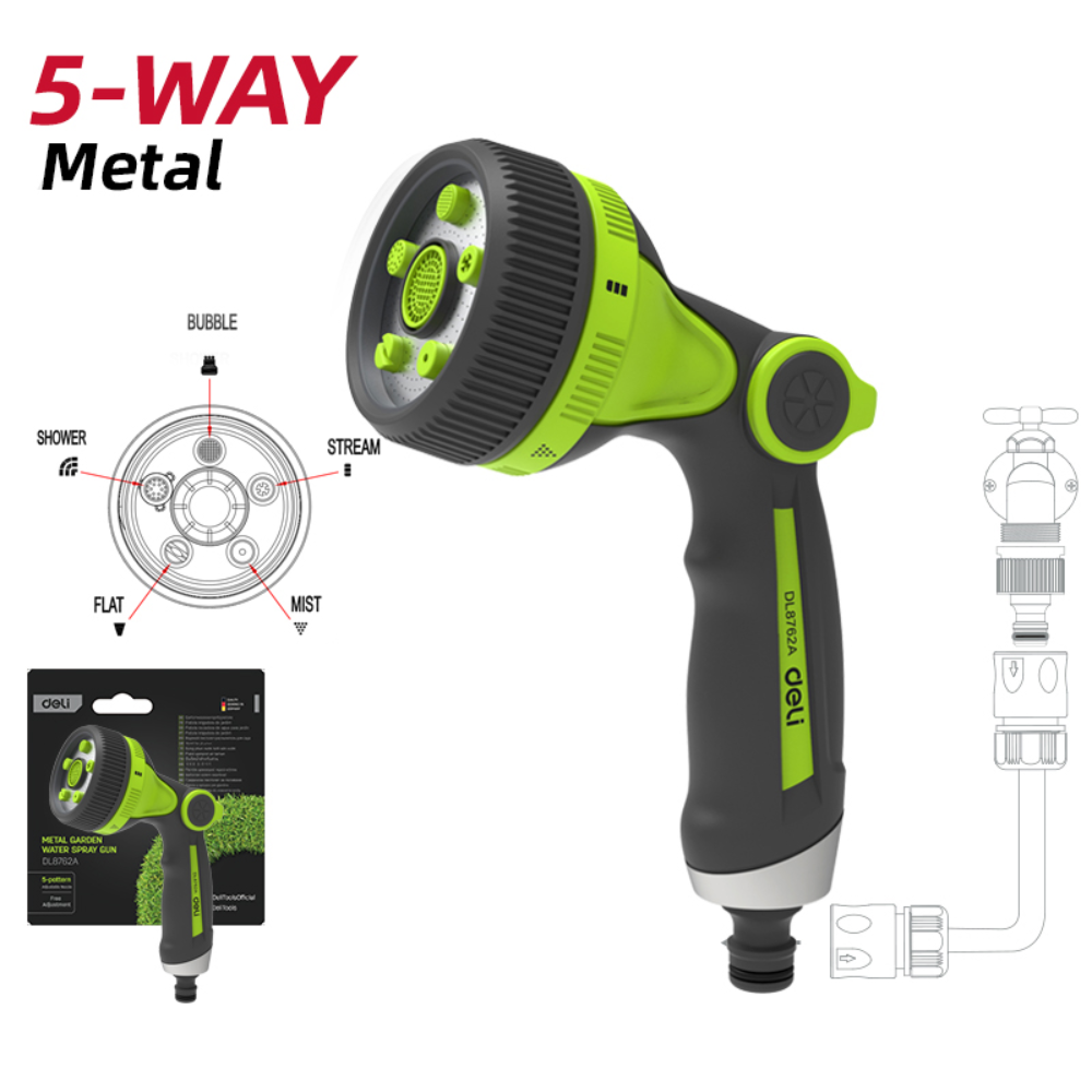 Пистолет-распылитель Deli GS EDL8762A , 3/4", 5 функций