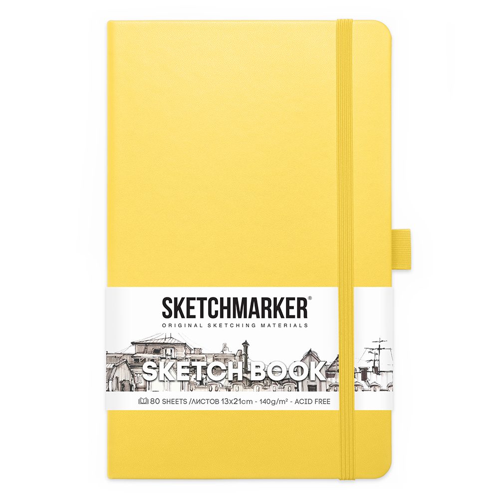 Скетчбук "Sketchmarker", 13x21 см, 140 г/м2, 80 листов, лимонный