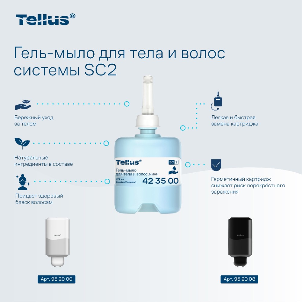 Мыло-гель Tellus Премиум для тела и волос, 475 мл, SC2 мини - 9