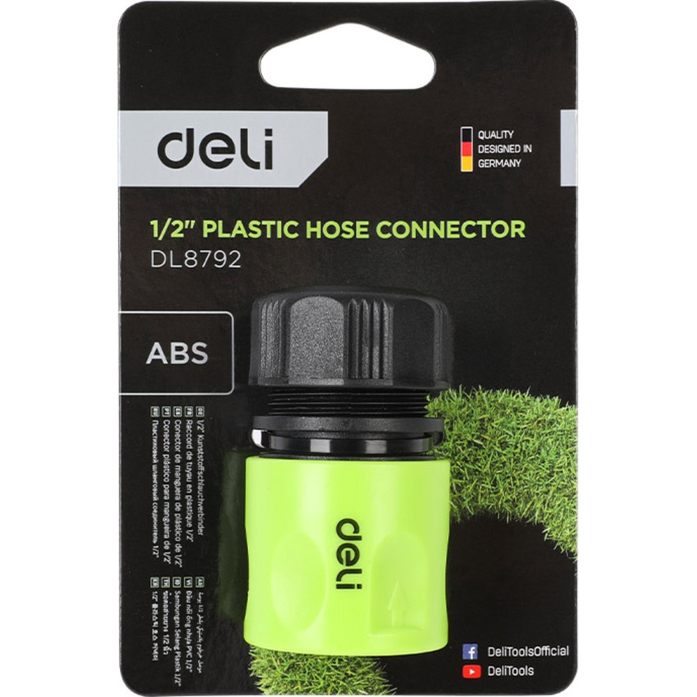 Соединитель-коннектор для шлангов Deli GS EDL8792, 1/2", быстросъемный, черный, зеленый - 3