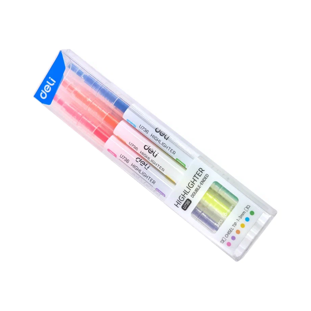 Набор маркеров текстовых "Double ended", 3 шт, ассорти