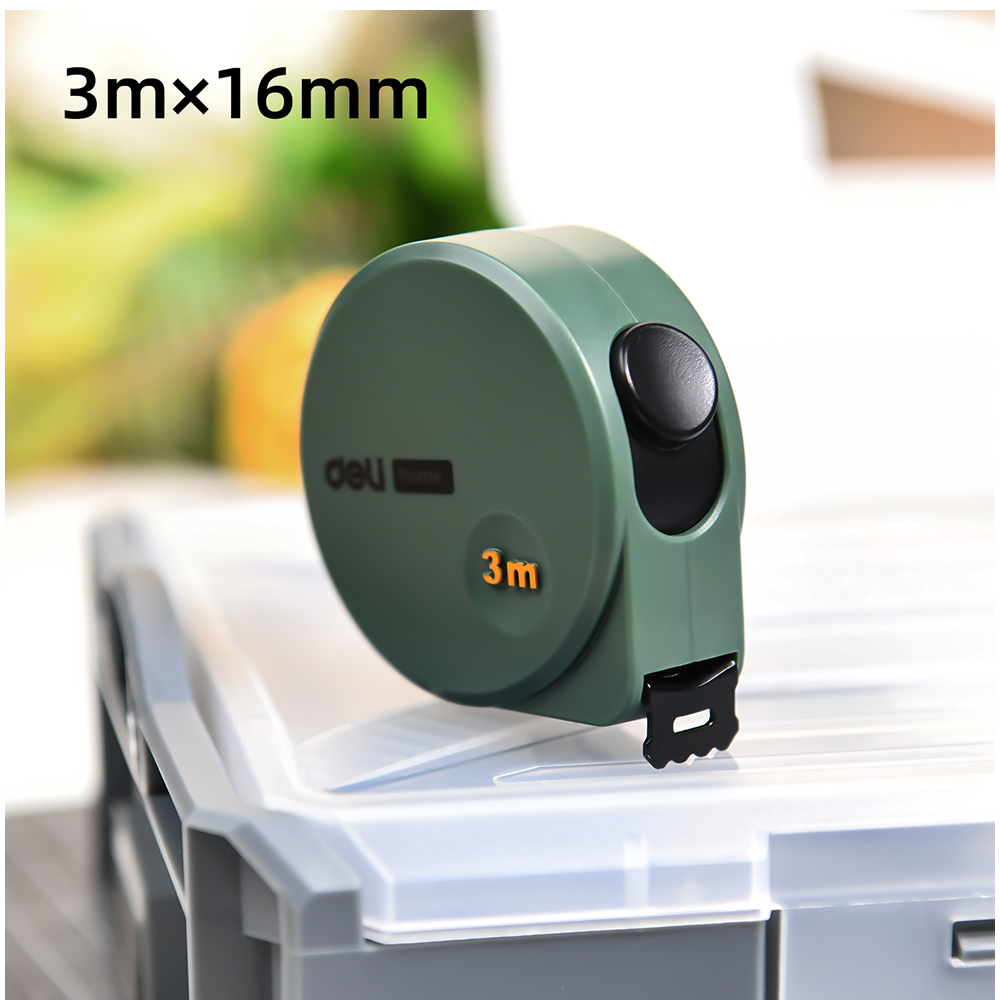 Рулетка Deli HS EHT8316L, 3 м х 16 мм, Soft Touch, зеленый