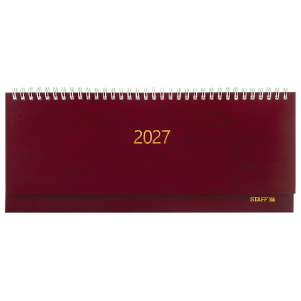 Планинг датированный "Staff" на 2027 год, 300х130 мм, 128 страниц, линейка, бордовый