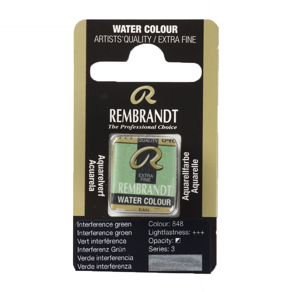 Краски акварельные "Rembrandt", 848 интерферентный зеленый, кювета