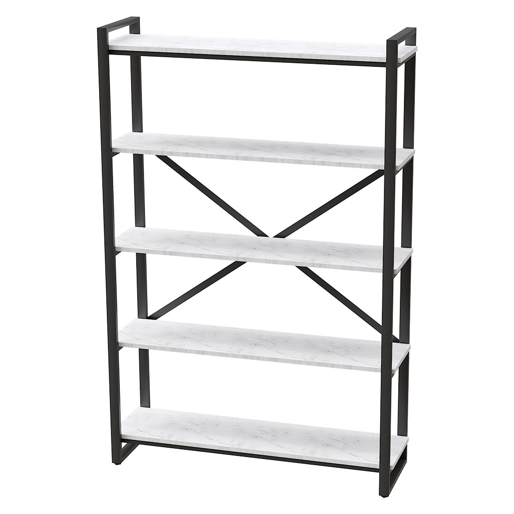 Стеллаж "Loft CH-4", 1200х350х1820 мм, черный, белый крафт