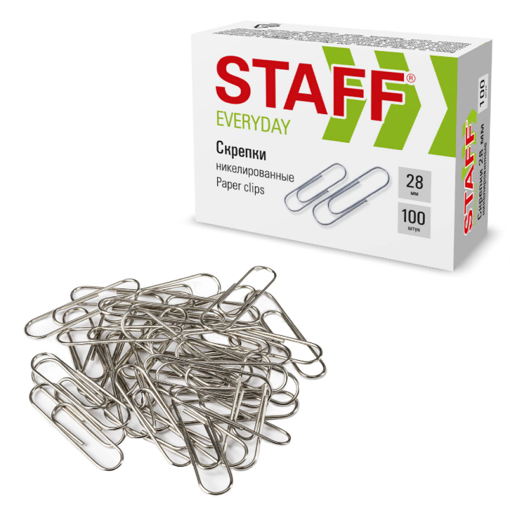 Скрепки "Staff", 28 мм, 100 шт, серебристый - 2