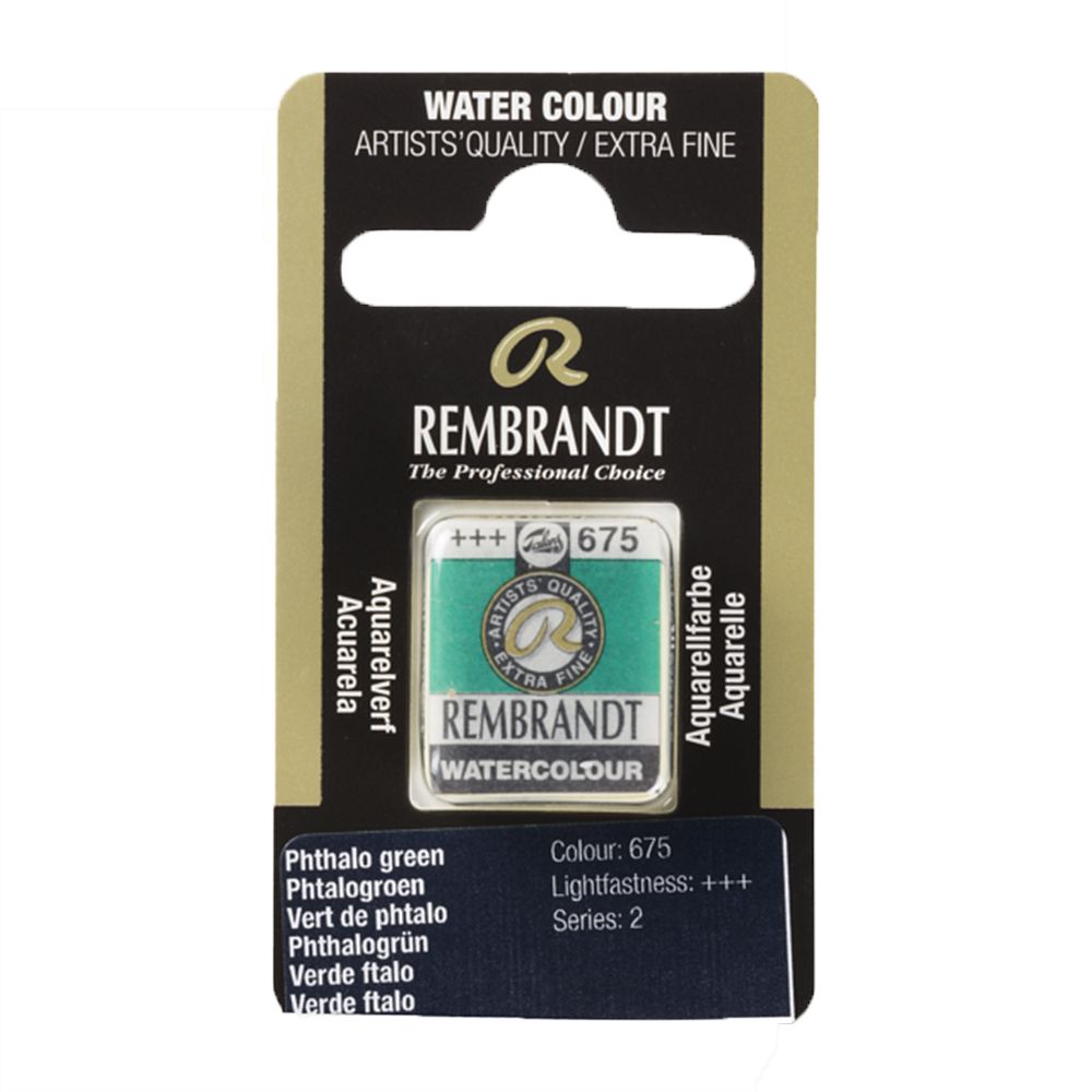 Краски акварельные "Rembrandt", 675 фтало зеленый, кювета