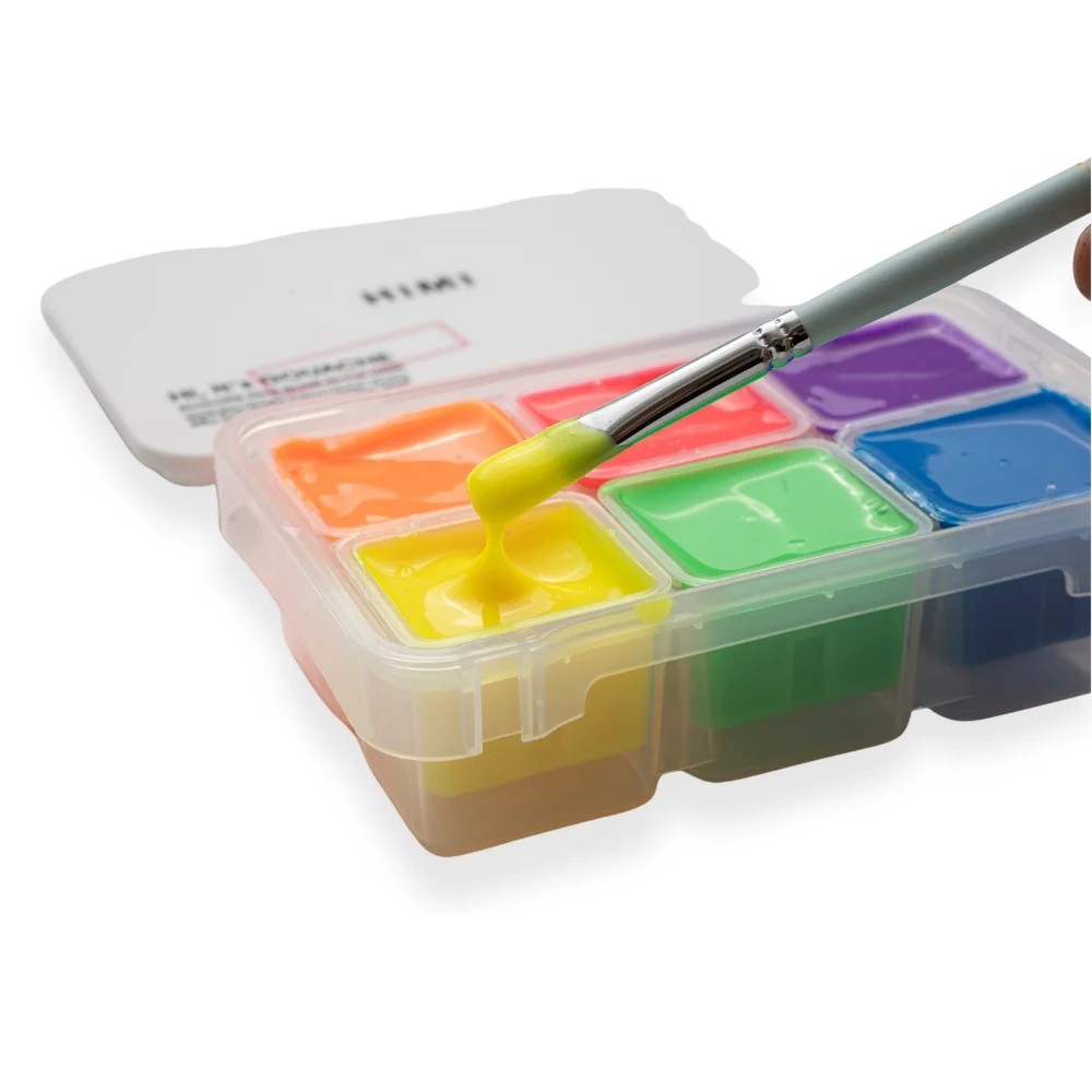 Краски гуашевые "Himi Jelly Cup.Glow in the dark. Bright color", набор 6 цветов, 23 мл., кювета, пластиковый футляр