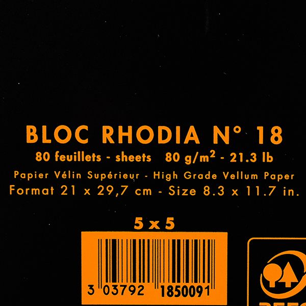 Блокнот "Rhodia" на пружине, A4, 80 листов, клетка, черный