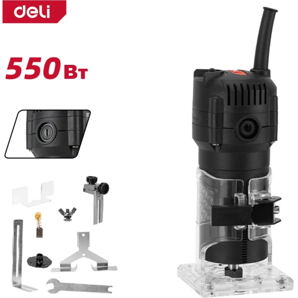 Фрезер кромочный Deli RS EDE-XB550-1E, 550 Вт, 6 мм, коробка, черный