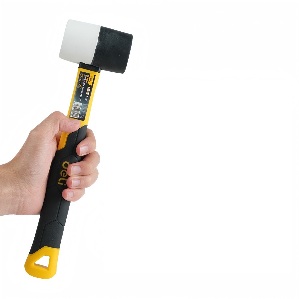 Киянка Deli YS EDL5808, резиновая, фибергласовая рукоятка, черная, белая