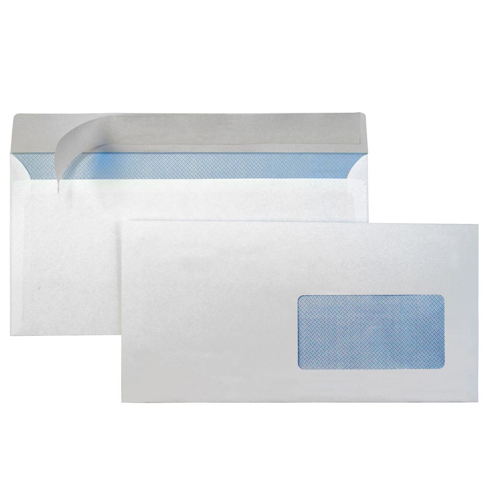 Конверты самоклеящиеся "Куверт" с отрывной лентой, dl, 1000 шт, белый