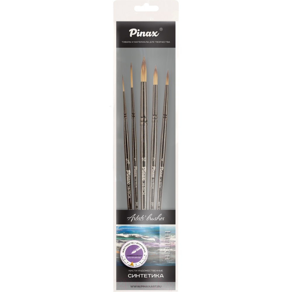 Набор кистей для рисования "Pinax Artists Hi-Tech", синтетика, 5 шт