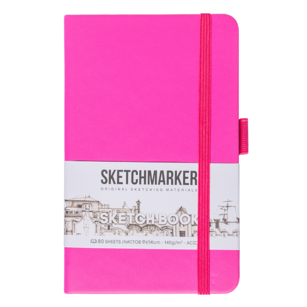 Скетчбук "Sketchmarker", 9x14 см, 140 г/м2, 80 листов, фуксия 