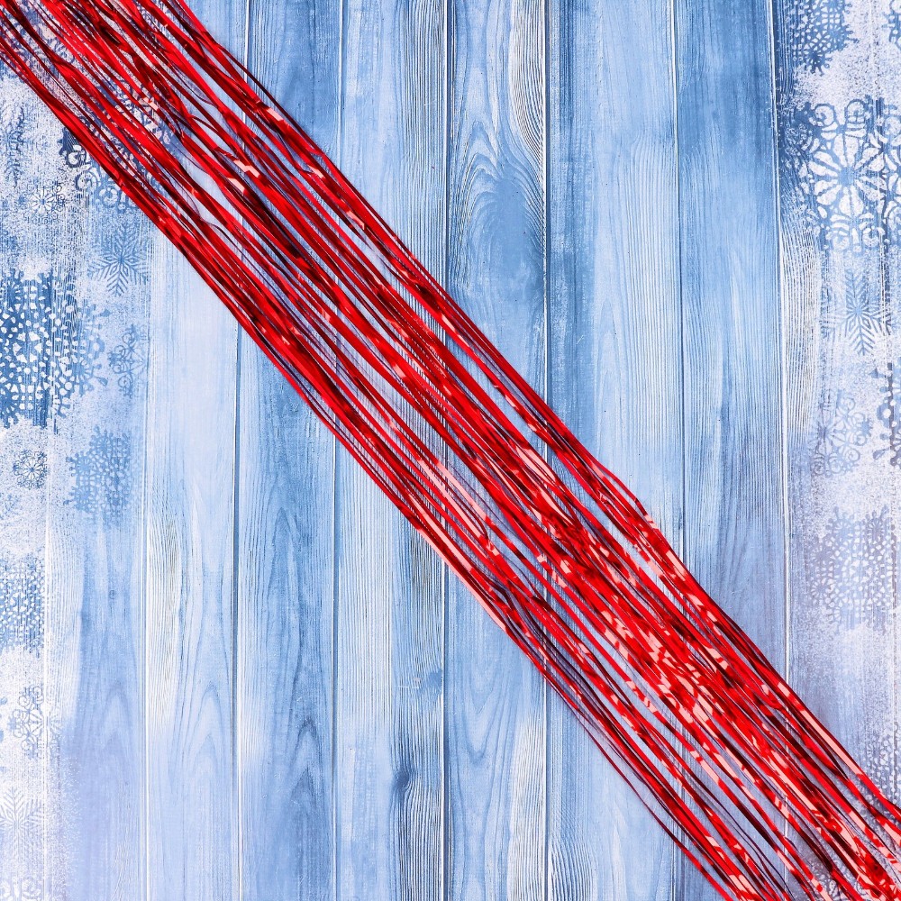 Гирлянда-дождик "Новогодний", 7,5х150 см, фольга, красный - 7