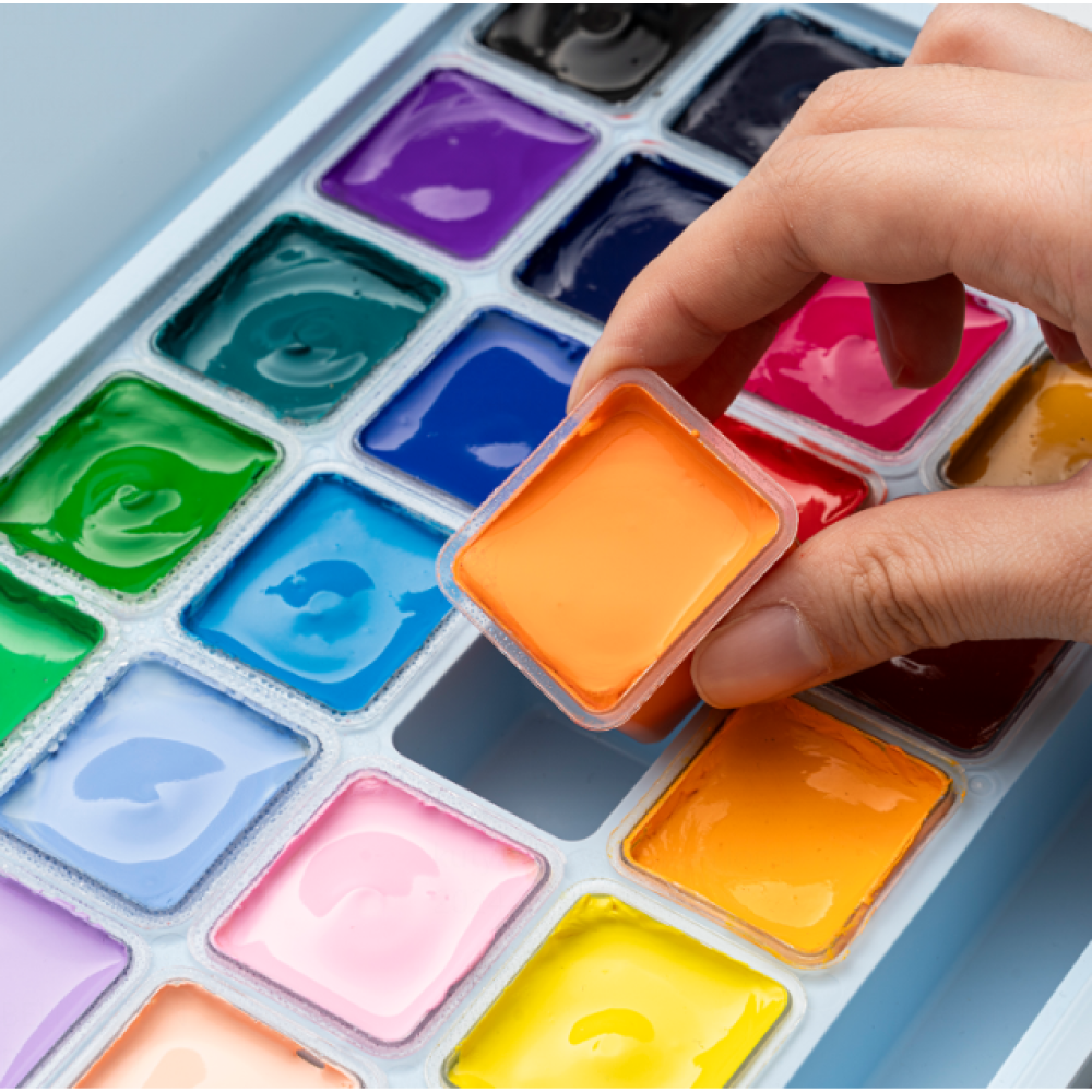 Краски гуашевые "Himi Jelly Cup. New vision", 24 цвета, кювета, холодный голубой футляр