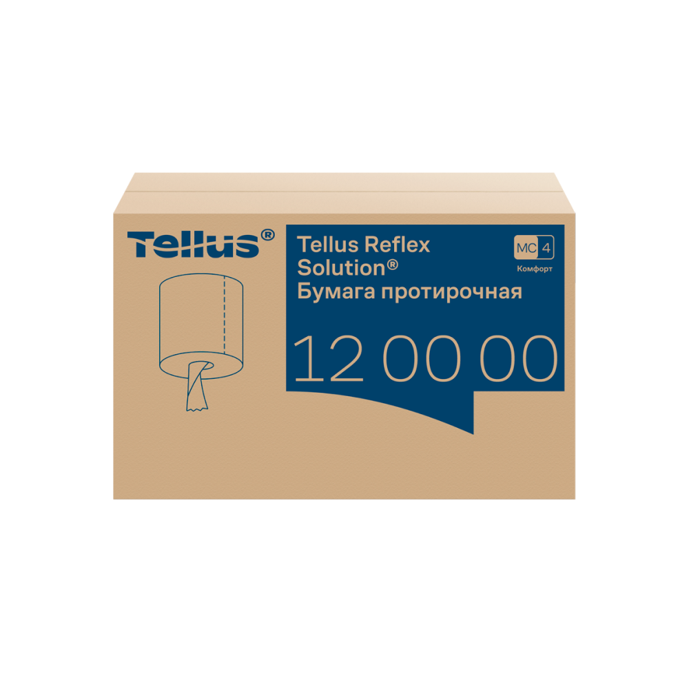 Протирочная бумага Tellus Reflex, Комфорт c центральной вытяжкой, 1 слой, 270 м, MС4  - 3