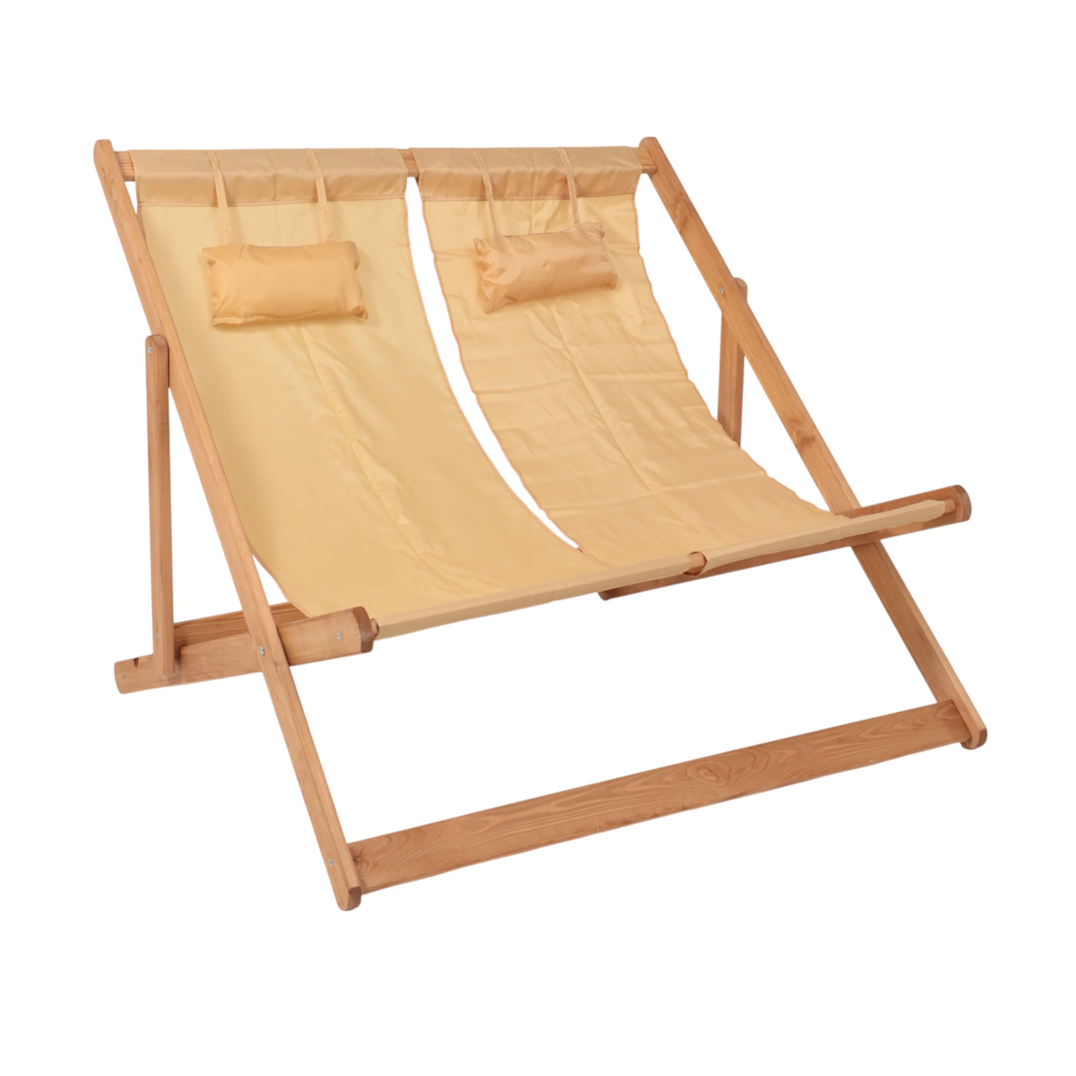 Кресло-шезлонг двойной DYATEL, ткань, бежевый, массив сосны 