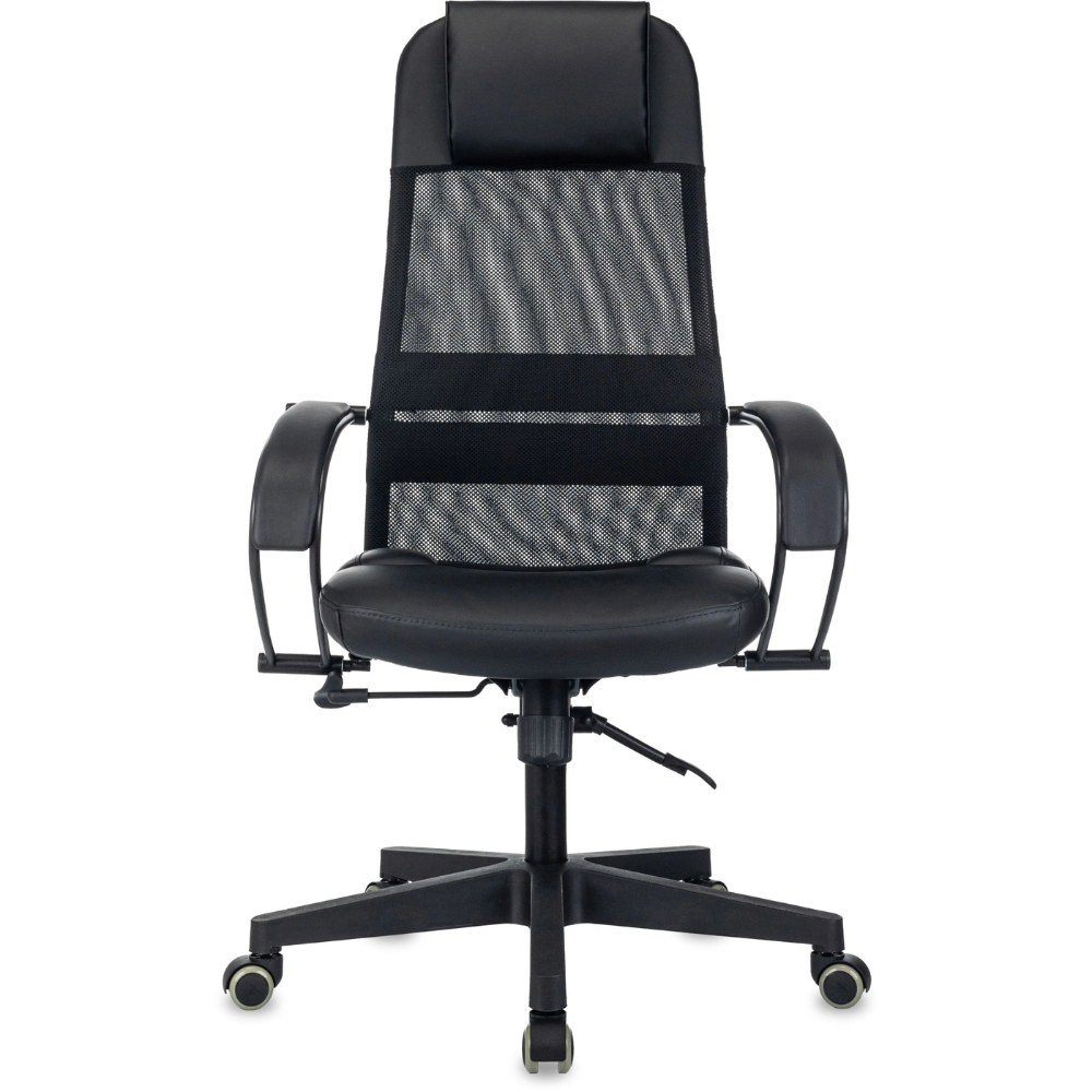 Компьютерное кресло "Бюрократ CH-NOVA LUX", сетка, экокожа, пластик, черный