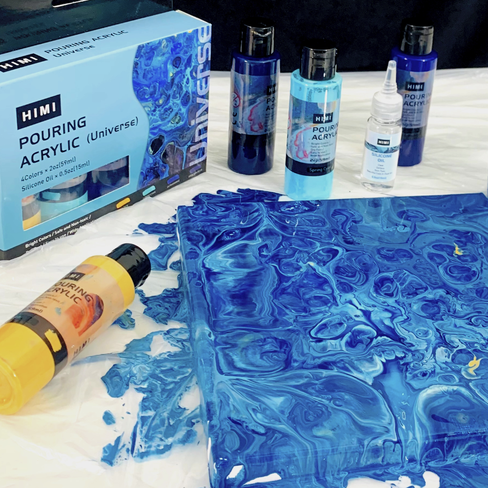 Краски акриловые для пуринга "HIMI", цвета вселенной, набор из 4 цветов, бутылки