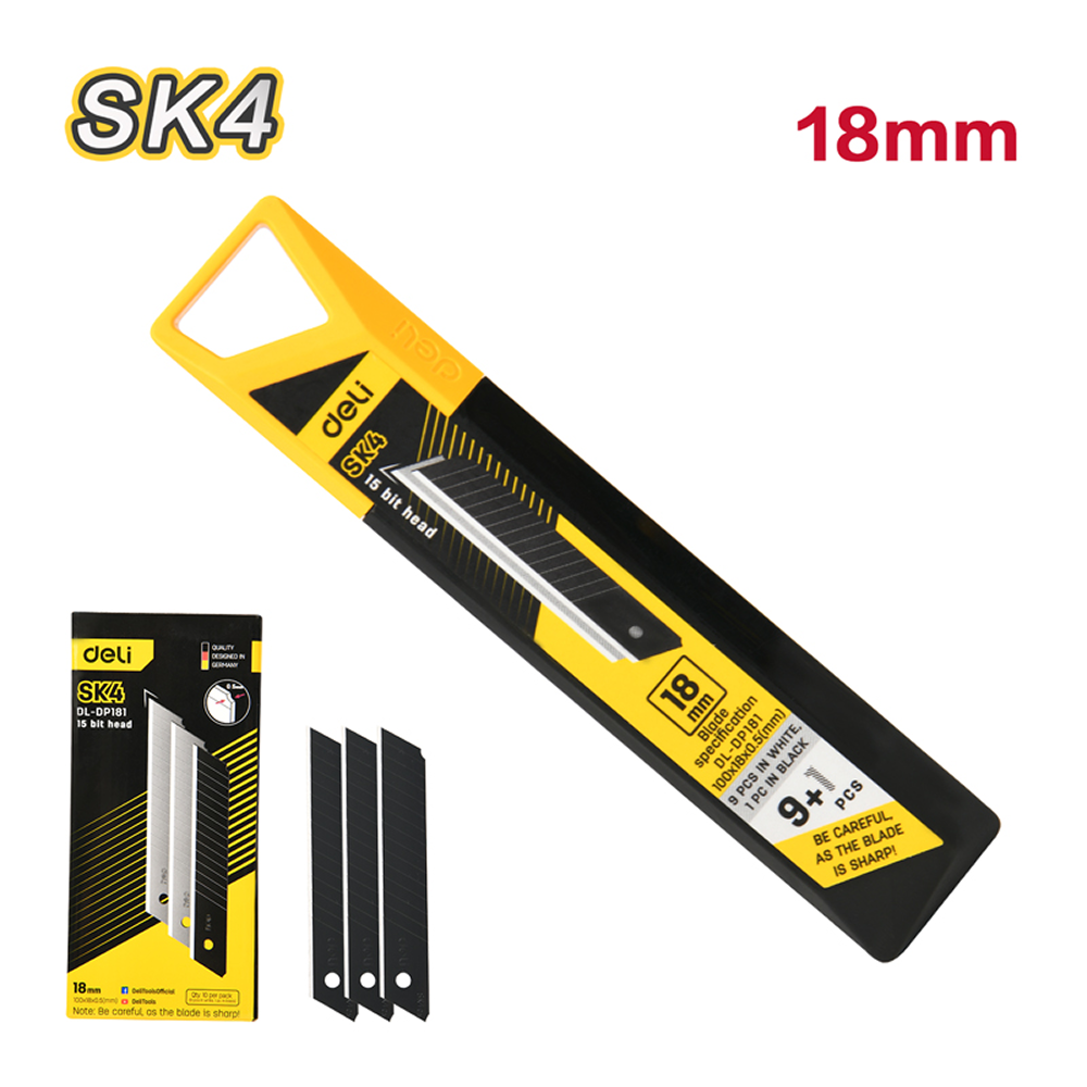 Лезвия для большого ножа "Deli Yellow SK4", 18 мм, 10 штук - 5