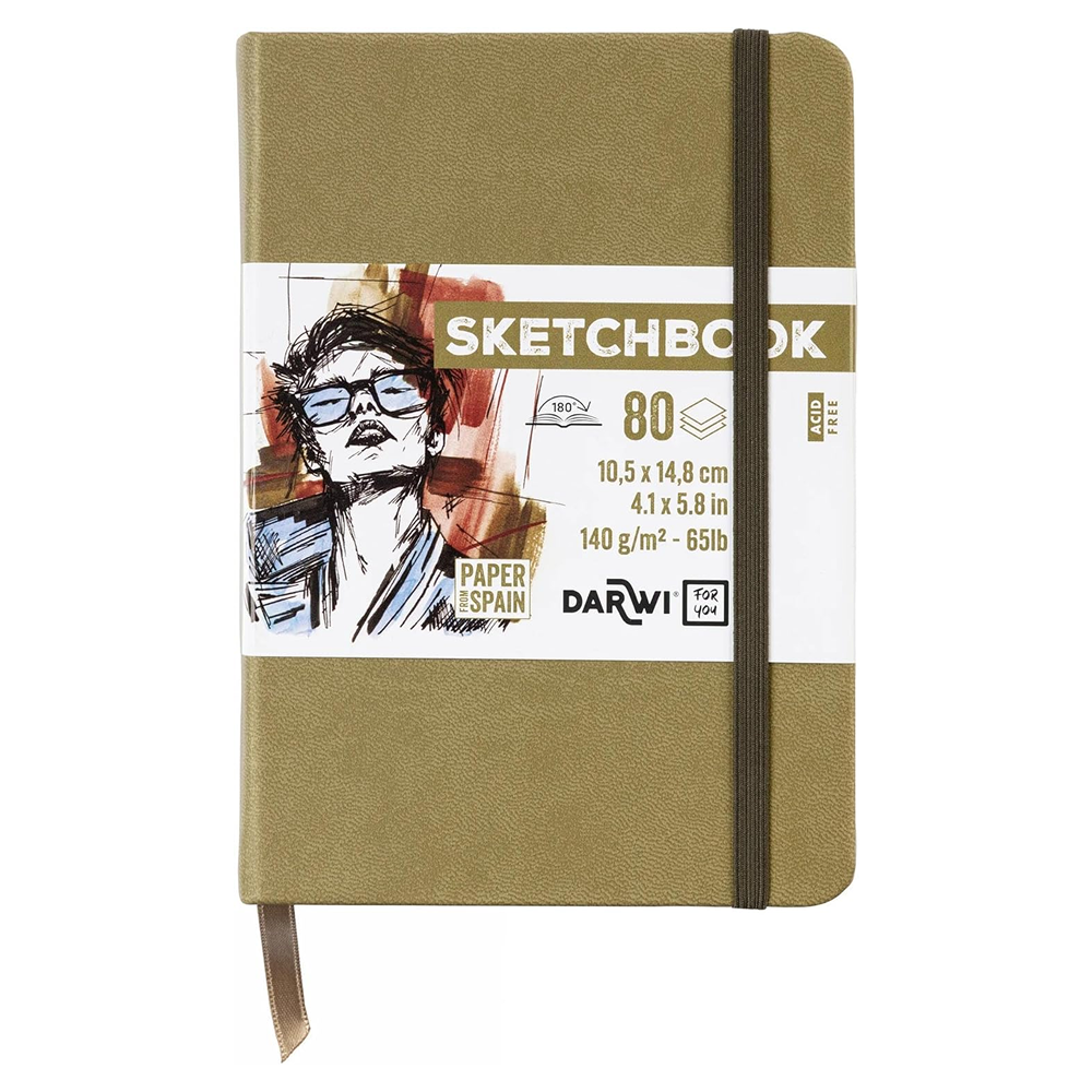 Скетчбук "Darwi", 10.5х14.8 см, 140 г/м2, 80 листов, хакки