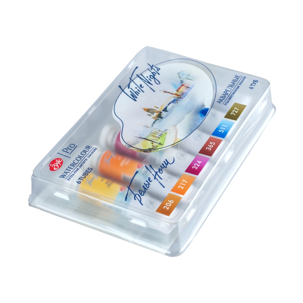 Краски акварельные "Белые ночи полночь классика", набор 6 цветов, тубы