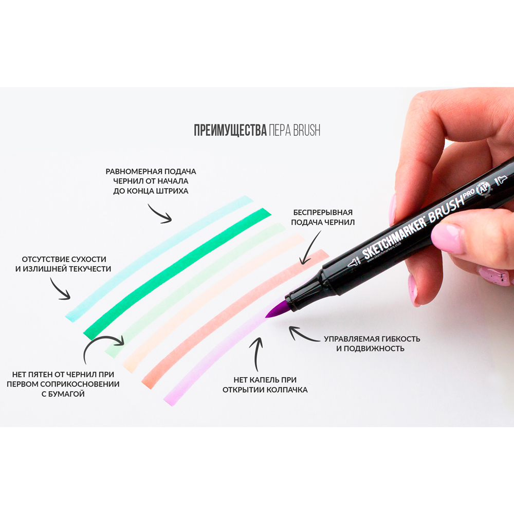 Маркер перманентный двусторонний "Sketchmarker Brush", G32 зеленовато-желтый - 8