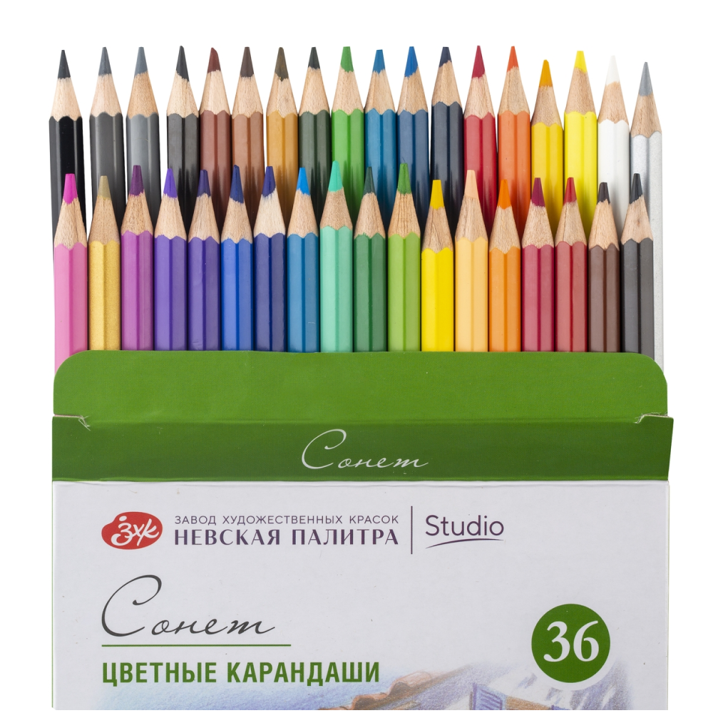 Набор цветных карандашей "Сонет", 36 цветов