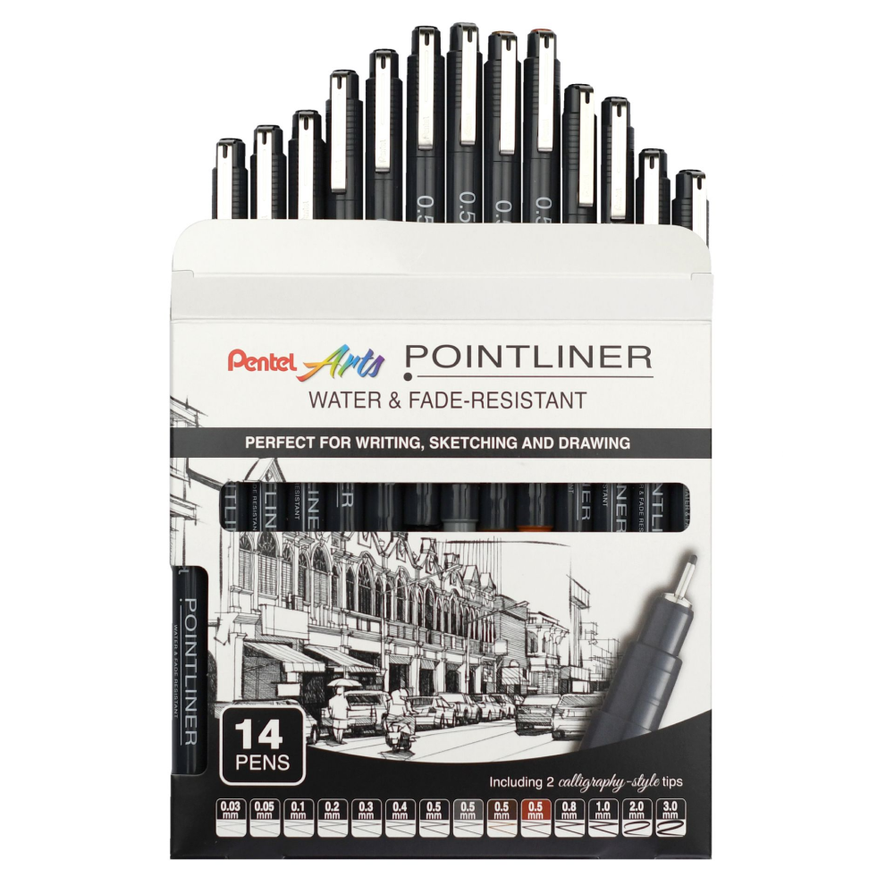 Набор ручек капиллярных "Pointliner", 14 шт, ассорти