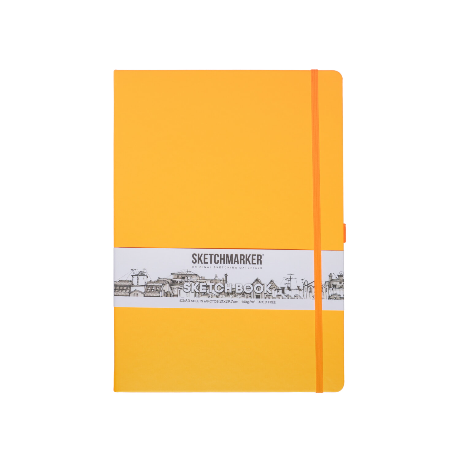 Скетчбук "Sketchmarker", 21x29,7 см, 140 г/м2, 80 листов, оранжевый неон