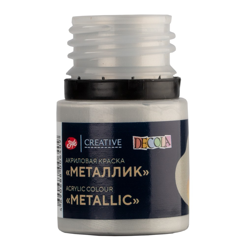 Краска акриловая металлик "Декола", 966 серебро, 20 мл., банка - 4