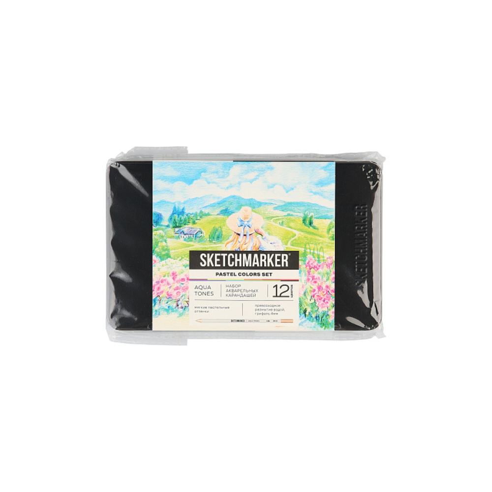 Цветные карандаши акварельные "Sketchmarker Пастельные оттенки", набор 12 цветов, жестяной пенал