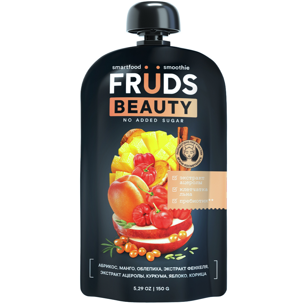 Пюре фруктовое"Smartfood smoothie fruds", вкус груша, яблоко, абрикос, манго и облепиха